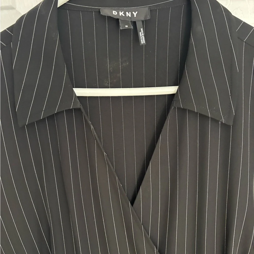 Like new DKNY Pinstripe collared fit flare dress